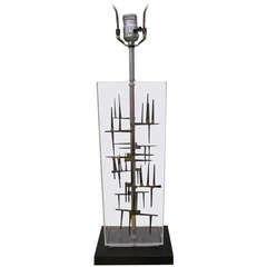 Fantastic Brutalist Nail Sculptural Lucite Laurel Lamp, Mid-Century Modern