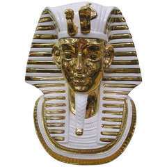 Vintage Egyptian King Tut Italian Ceramic Sculpture Bust Hollywood Regency