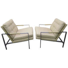 Used Stunning Pair of Milo Baughman Chrome Cube Chairs, Mid-Century Modern