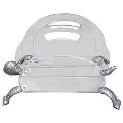 Arthur Court Turtle Aluminum and Lucite Magazine Rack Regency Modern