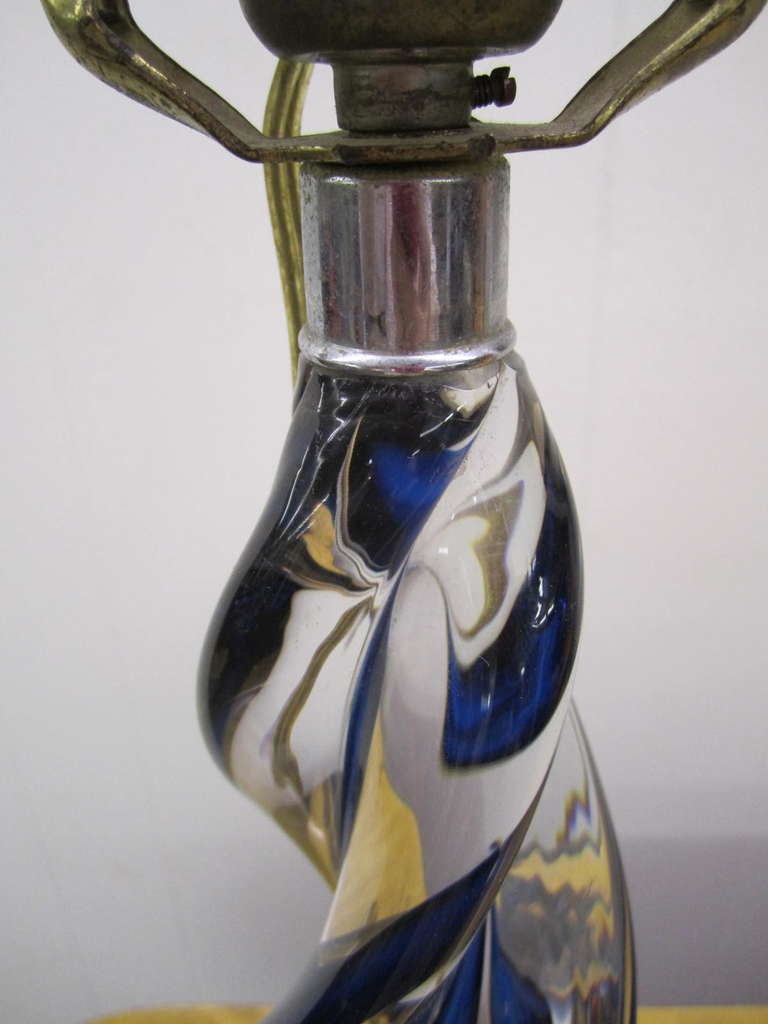 Mid-20th Century Fabulous 1960's Cobalt Blue Crystal Table Lamp by Crystal Saint-Louis