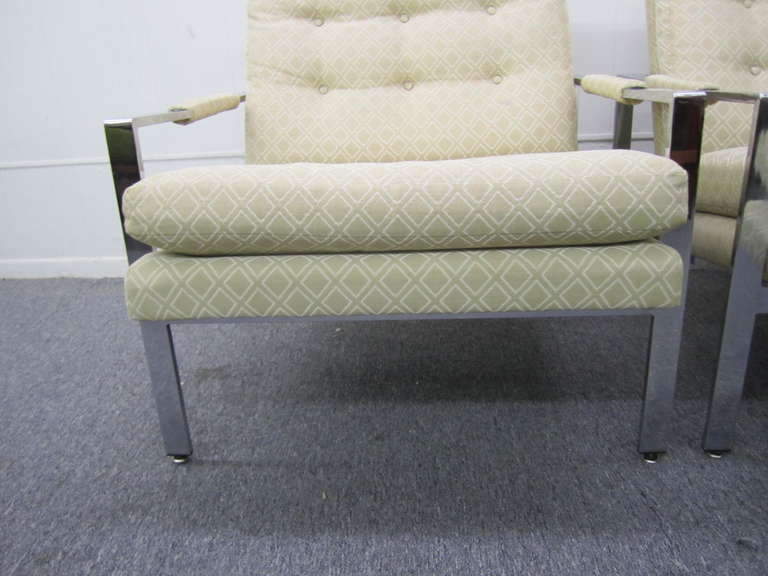 Fin du 20e siècle Paire d'étonnantes chaises cubiques chromées de Milo Baughman, mi-siècle moderne en vente