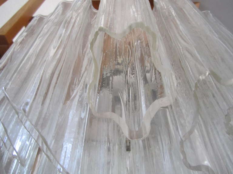 Verre de Murano Magnifique lustre tube Tronchi italien de Venini Murano en vente