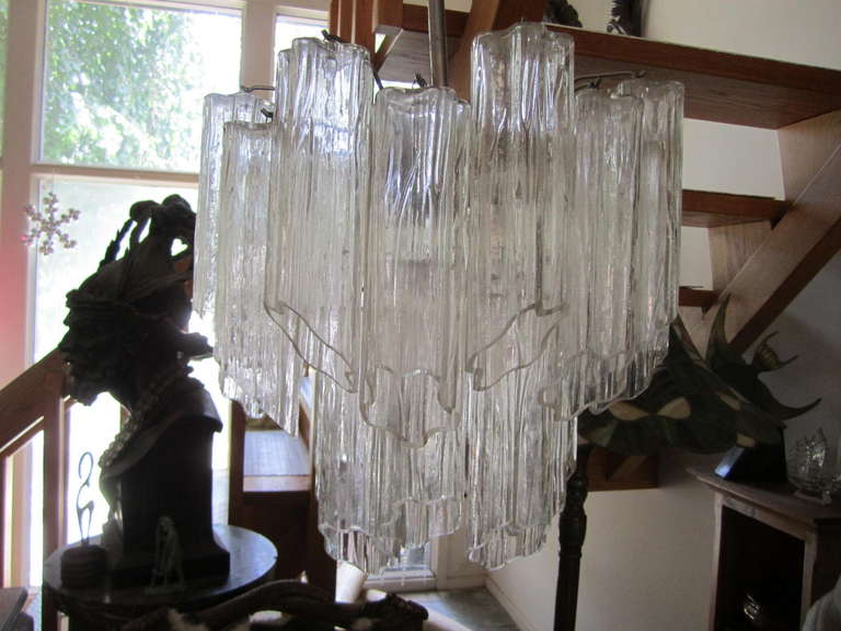 Gorgeous Italian Venini Murano Tronchi Tube Chandelier Camer For Sale 3