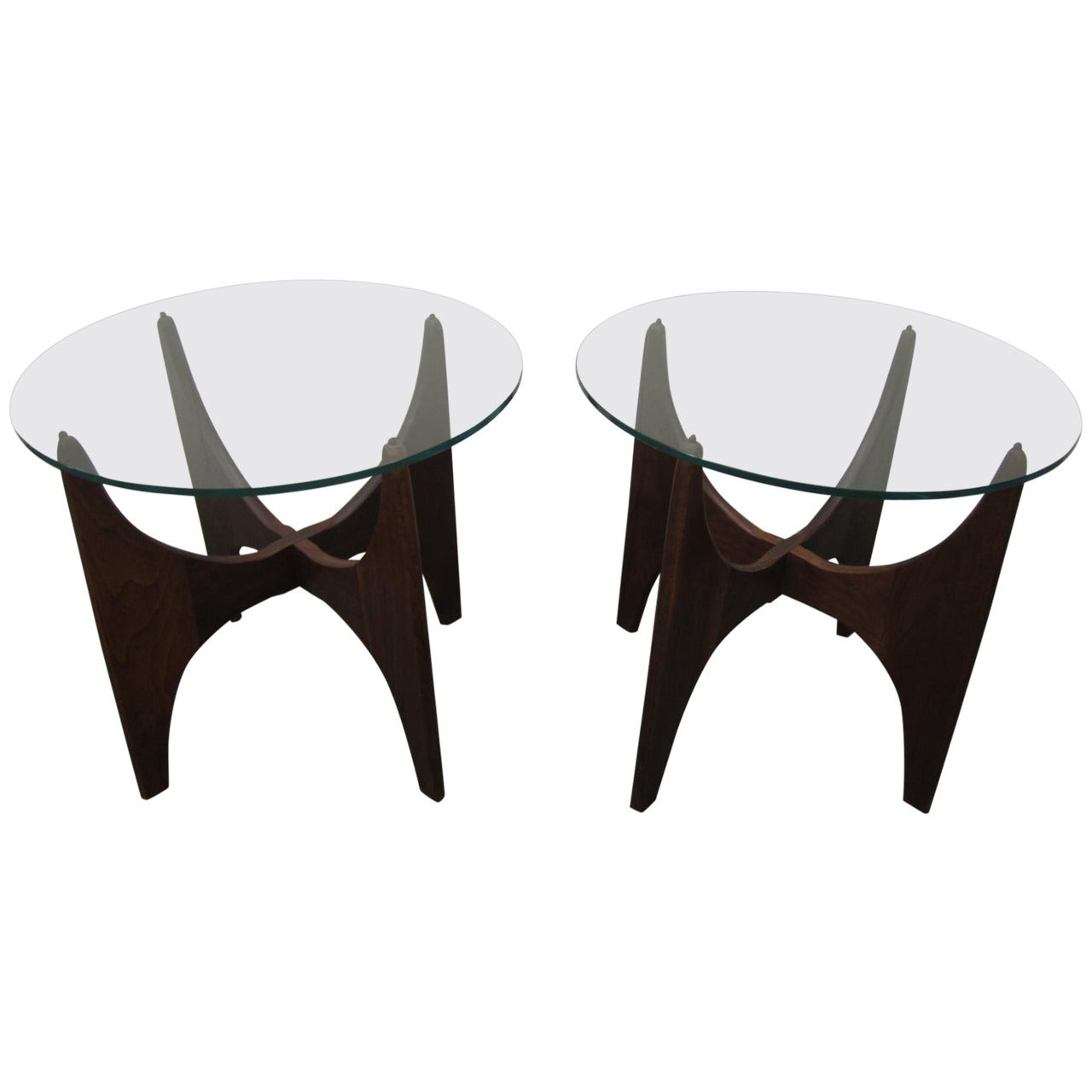 Lovely Pair of Sculptural Walnut Adrian Pearsall End Tables Mid-Century Modern
