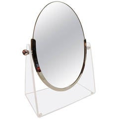 Charles Hollis Jones "Double-Sided" Vanity Mirror in Nickel and Lucite