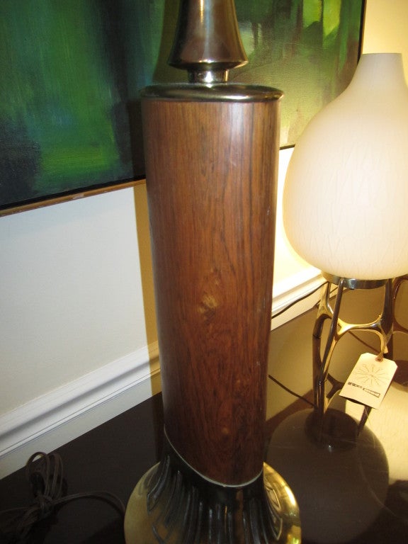Pair Of Rosewood And Brass Tall Laurel Lamps Mid-century Danish For Sale 4