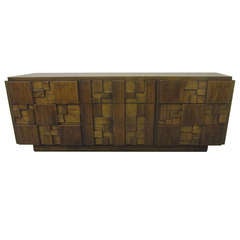 Paul Evans Inspired Brutalist Mosaic Credenza From Lane
