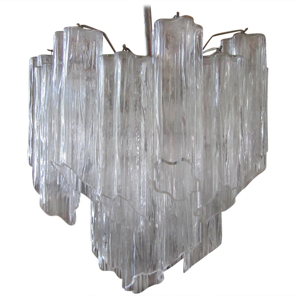 Gorgeous Italian Venini Murano Tronchi Tube Chandelier Camer