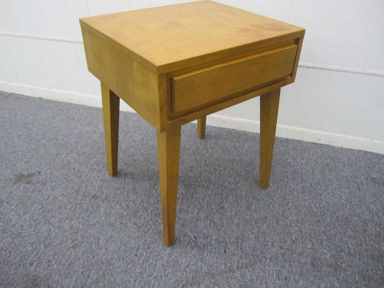 Fabulous Pair Solid Maple Conant Ball Night Stand End Tables Mid-century Modern 1