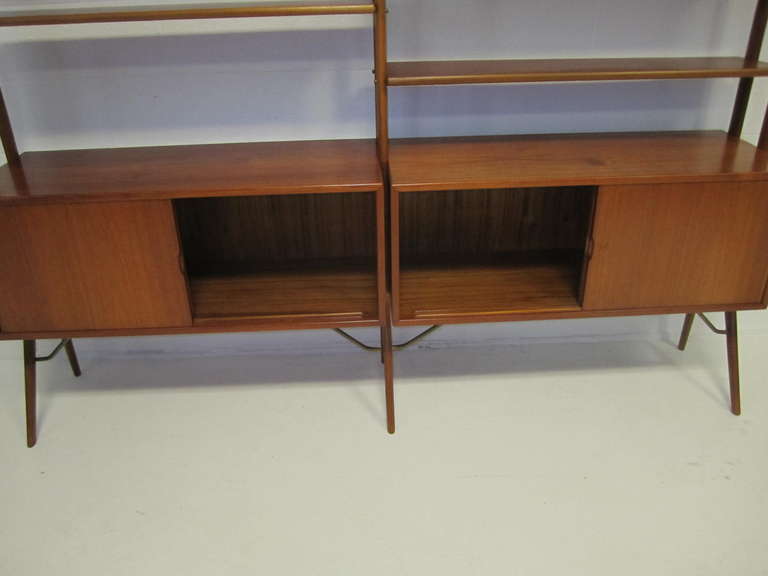 Danish Modern Two-Section Teak Room Divider Wall System by Kurt Ostervig In Excellent Condition In Pemberton, NJ