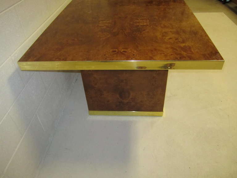 Mid-Century Modern Spectacular Burled and Brass Dining Table by Pierre Cardin Mid-century Modern For Sale