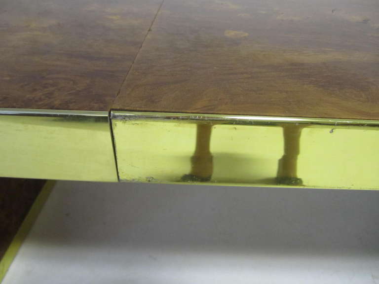 Late 20th Century Spectacular Burled and Brass Dining Table by Pierre Cardin Mid-century Modern For Sale