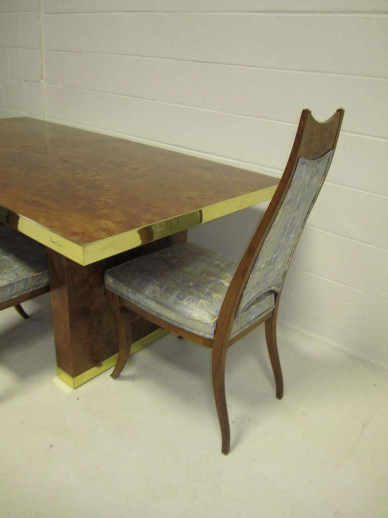 Spectacular Burled and Brass Dining Table by Pierre Cardin Mid-century Modern For Sale 2