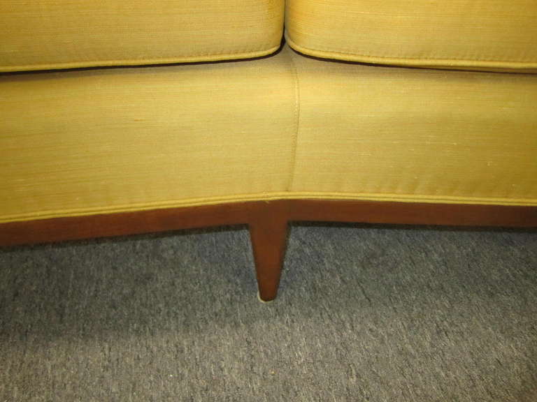 American Sophisticated Erwin Lambeth Curved Walnut Sofa Mid-Century Modern For Sale