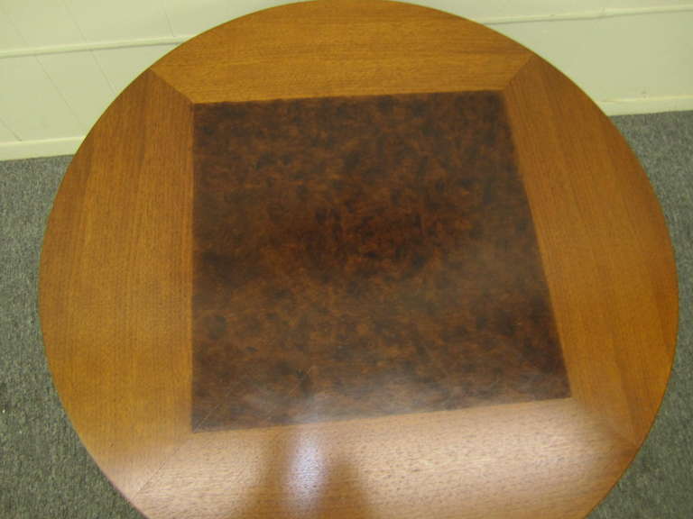 Mid-Century Modern Circular Rosewood and Walnut Side, End Table in Baker Style In Good Condition In Pemberton, NJ