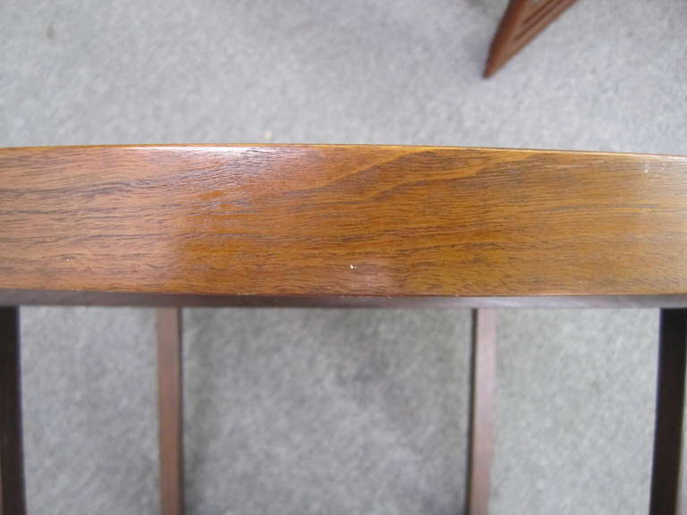 Mid-Century Modern Circular Rosewood and Walnut Side, End Table in Baker Style 3