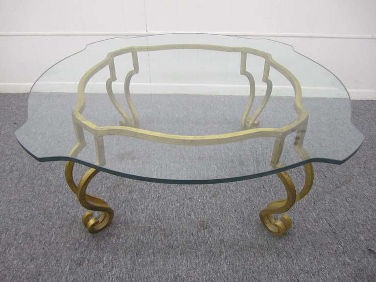 Gorgeous French Midcentury, Art Deco, Gilded Iron Coffee Table Maison Ramsay 4