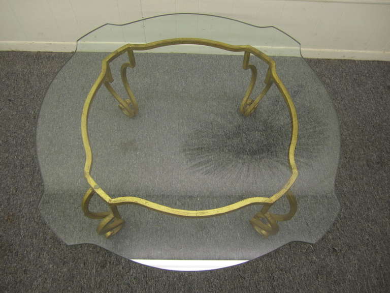 Gorgeous French Midcentury, Art Deco, Gilded Iron Coffee Table Maison Ramsay In Excellent Condition In Pemberton, NJ