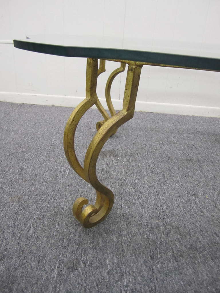 Mid-20th Century Gorgeous French Midcentury, Art Deco, Gilded Iron Coffee Table Maison Ramsay