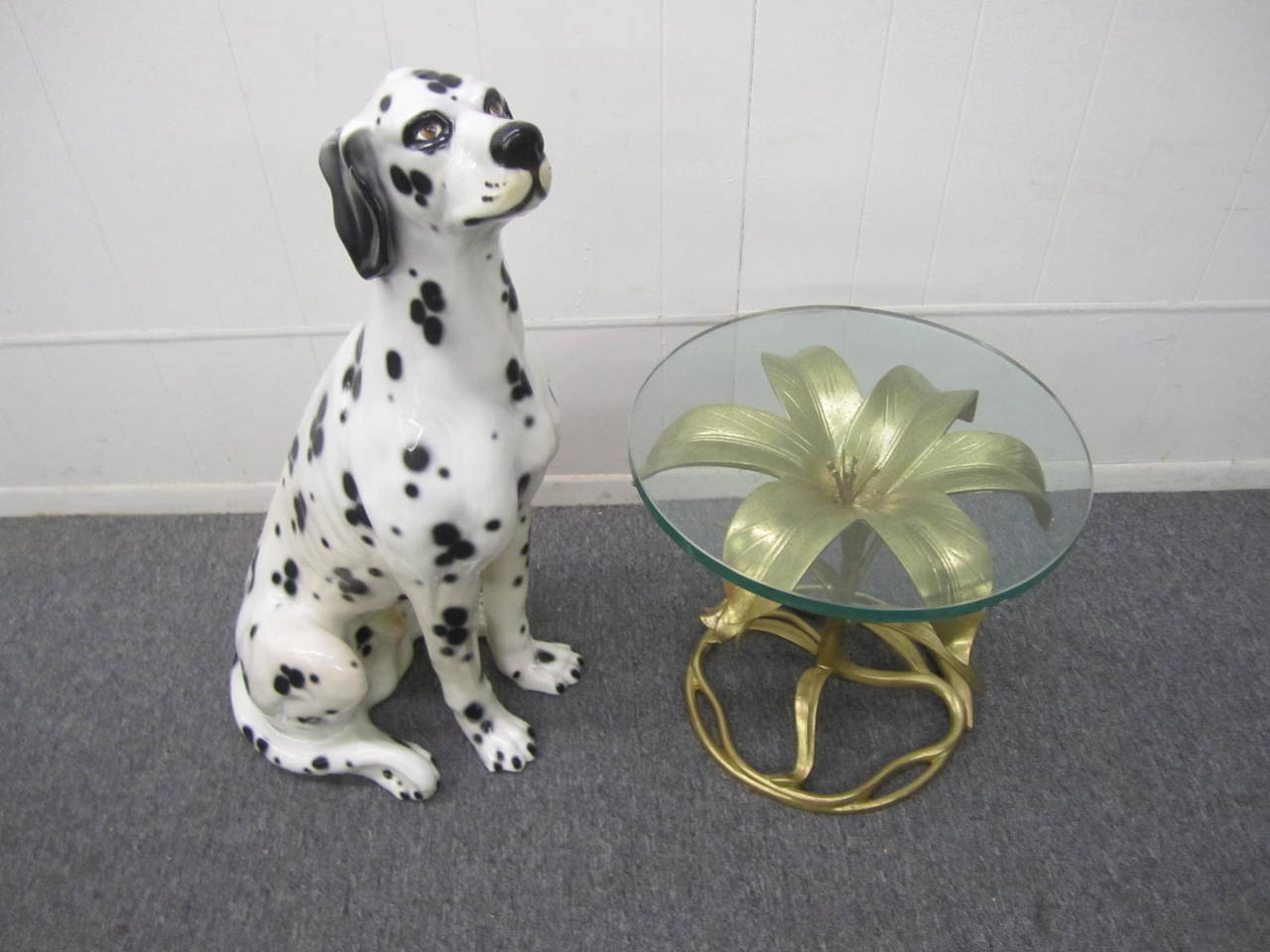 Porcelain Whimsical Lifesize Capodimonte Dalmatian Dog Ceramic Sculpture