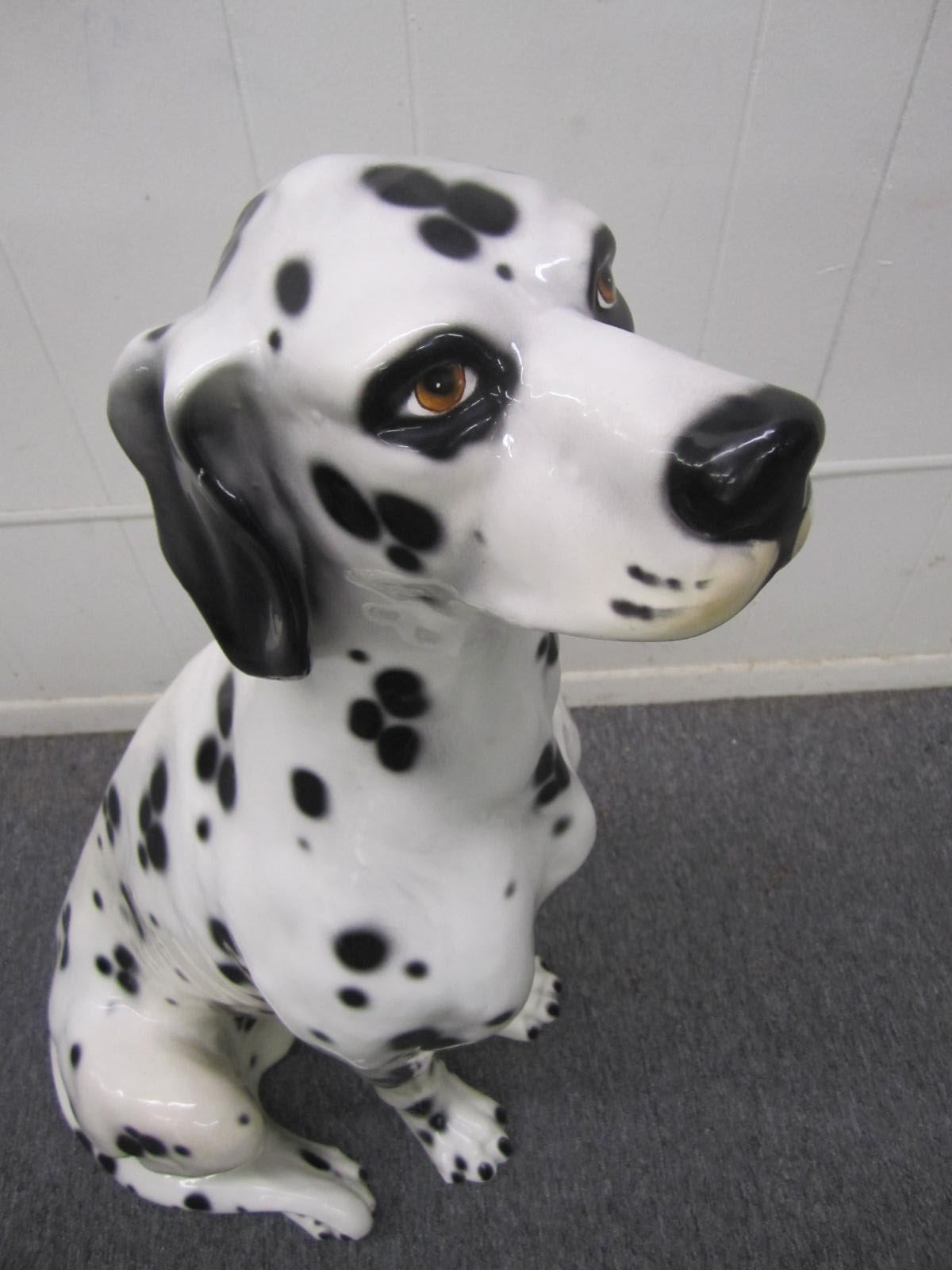 Américain Sculpture en céramique de Capodimonte:: chien dalmatien grandeur nature