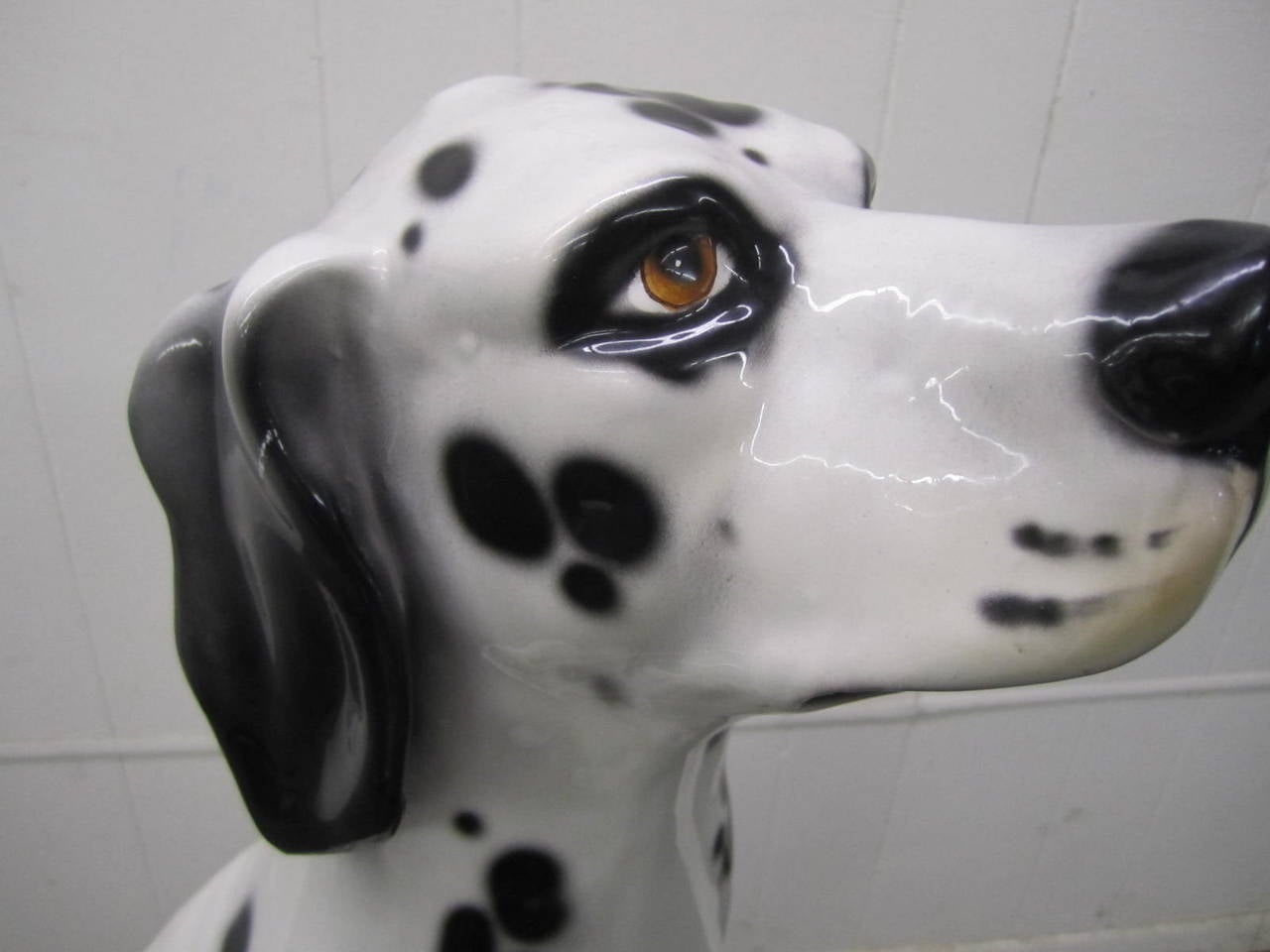 Mid-Century Modern Sculpture en céramique de Capodimonte:: chien dalmatien grandeur nature