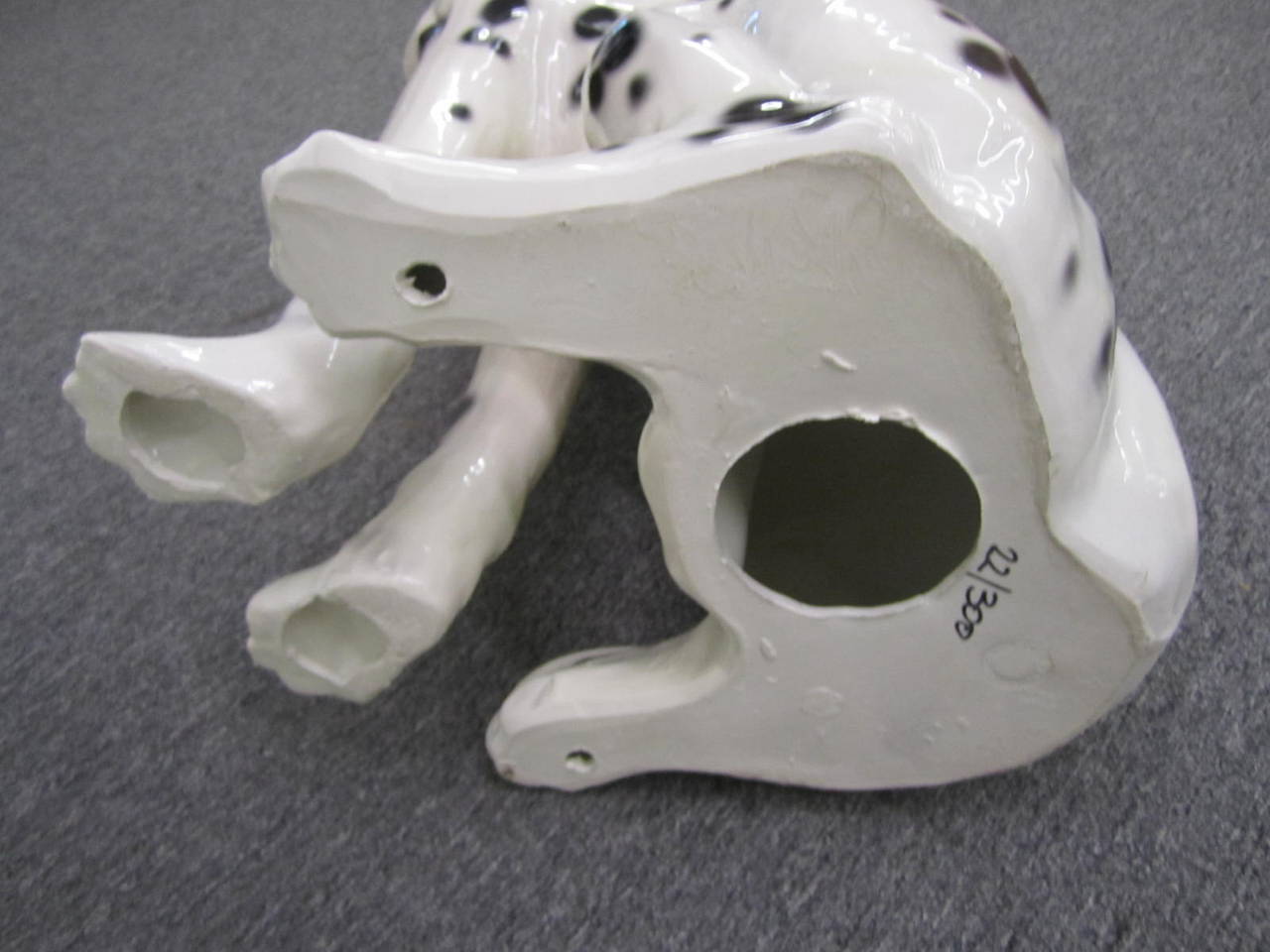 American Whimsical Lifesize Capodimonte Dalmatian Dog Ceramic Sculpture