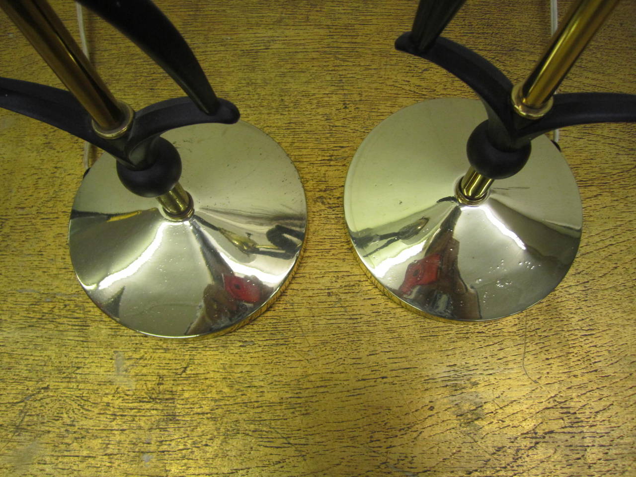 Plated Pair of Rembrandt Antelope Gazelle Lamps with Glass Shades Mid-Century Modern For Sale