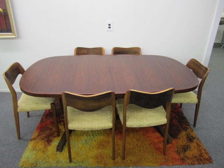 Table de salle à manger danoise moderne Moller en bois de rose à 2 couches, exceptionnelle en vente 3