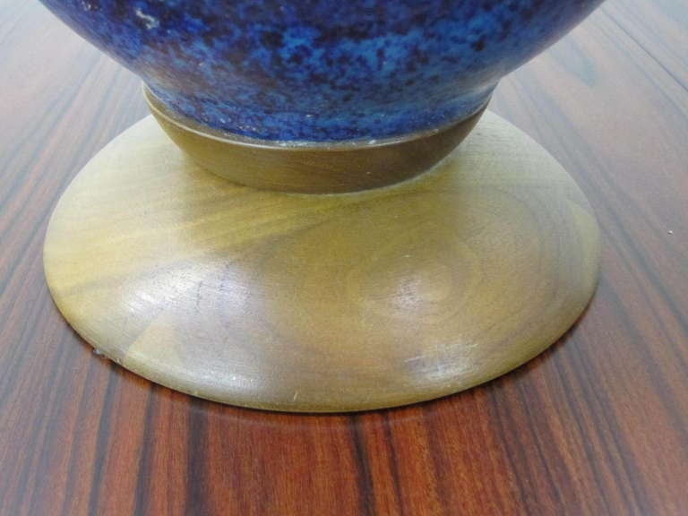 Gorgeous Pair of Blue Turquoise Danish Modern Lava Drip Glaze Lamps Mid-Century In Excellent Condition In Pemberton, NJ