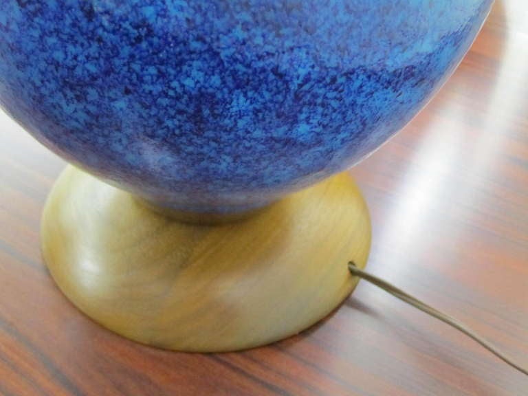 Gorgeous Pair of Blue Turquoise Danish Modern Lava Drip Glaze Lamps Mid-Century 3