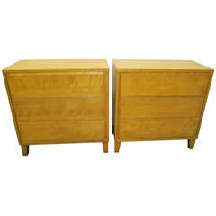 Lovely Pair of Conant Ball Solid Maple Bachelor Chests, Mid-Century Modern