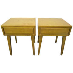 Fabulous Pair Solid Maple Conant Ball Night Stand End Tables Mid-century Modern