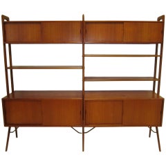 Danish Modern Two-Section Teak Room Divider Wall System by Kurt Ostervig