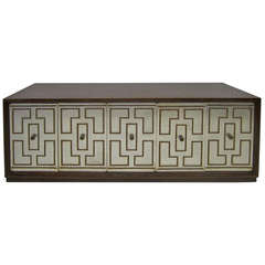 Fabulous Tommi Parzinger Style Studded Metal Front Credenza Mid-century Modern