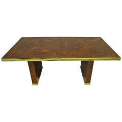 Spectacular Burled and Brass Dining Table by Pierre Cardin Mid-century Modern