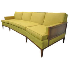 Retro Sophisticated Erwin Lambeth Curved Walnut Sofa Mid-Century Modern