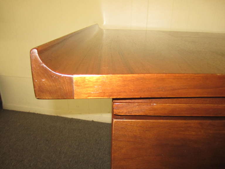 Mid-Century Modern Harvey Probber Curved Top Walnut Desk, Mid-Century Danish Modern