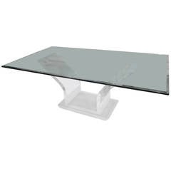 Fantastic Charles Hollis Jones Style Lucite and Glass Dining Table, Mid-Century