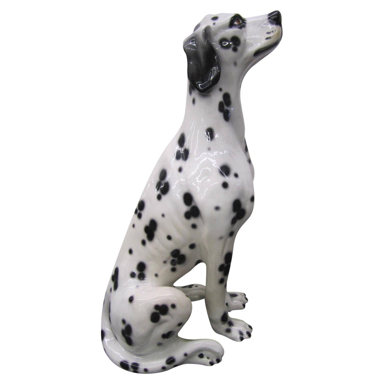 Whimsical Lifesize Capodimonte Dalmatian Dog Ceramic Sculpture at 1stDibs
