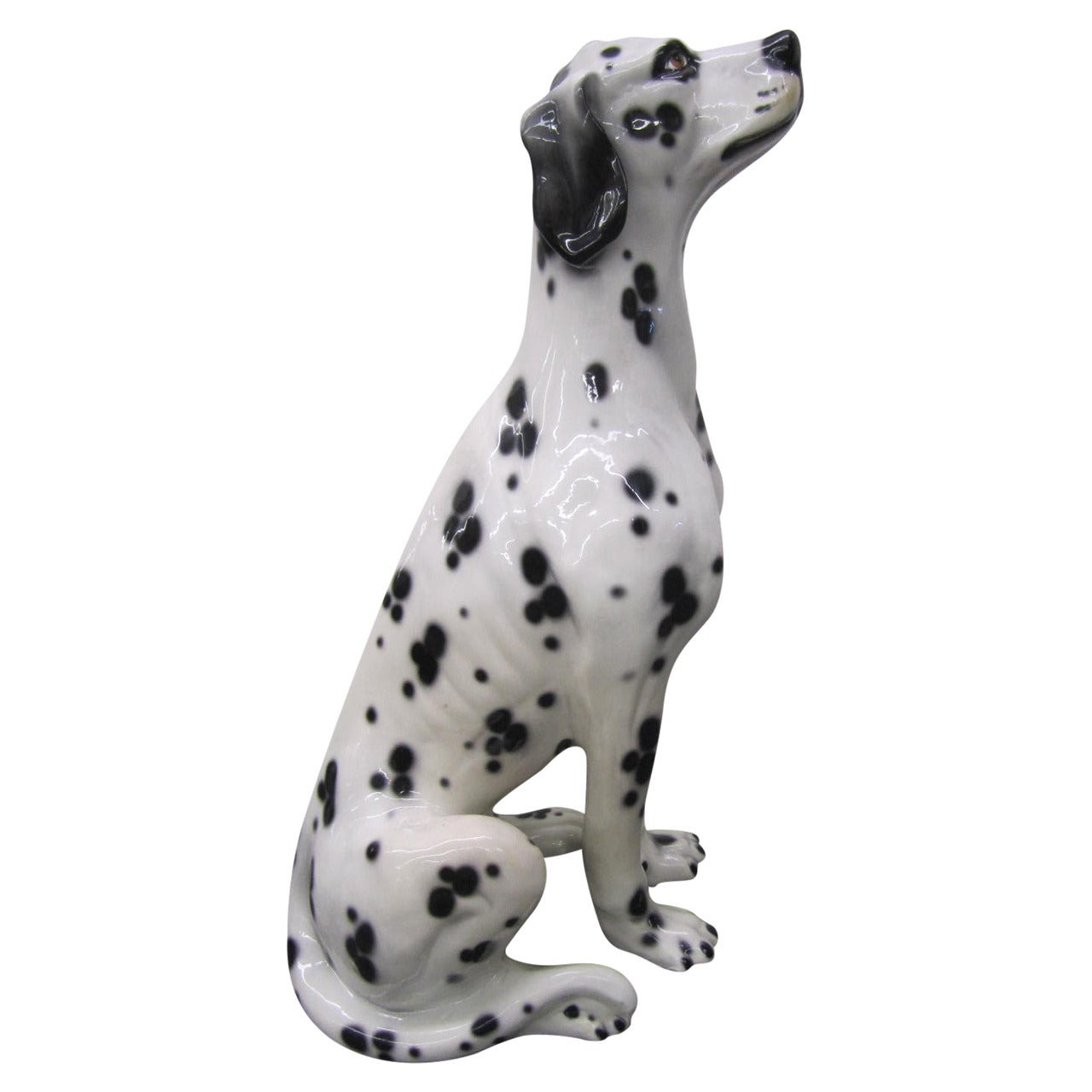 Whimsical Lifesize Capodimonte Dalmatian Dog Ceramic Sculpture
