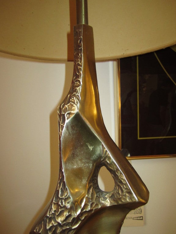 Pair Mid Century Modern Brutalist Torso Brass Laurel Lamps 1