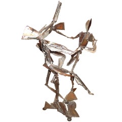 Escultura Brutalista Firmada De 3 Bailarinas Moderna De Mitad De Siglo