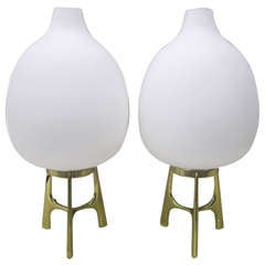 Outstanding and Rare Pair of Large Gourd Shaped Laurel Lamps Mid-century Modern 1