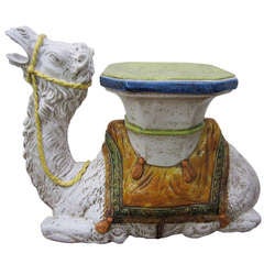 Italian Terra Cotta Camel Garden Seat Regency Mid-century Modern