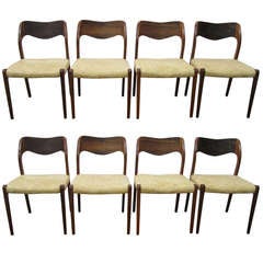 Set of 8 J. L. Moller Rosewood Danish Modern Dining Chairs Mid-Century