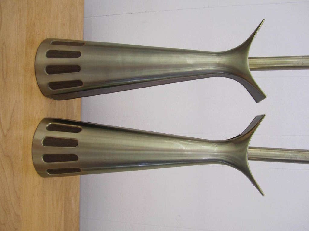 Mid-Century Modern Lovely Pair of Brushed Brass Laurel Lamps Mid-century Danish Modern For Sale