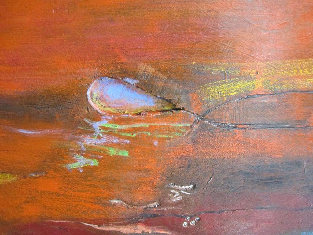 Mid-Century Modern Gorgeous Abstract Constance Scharff Painting on Wood Mid-century Modern