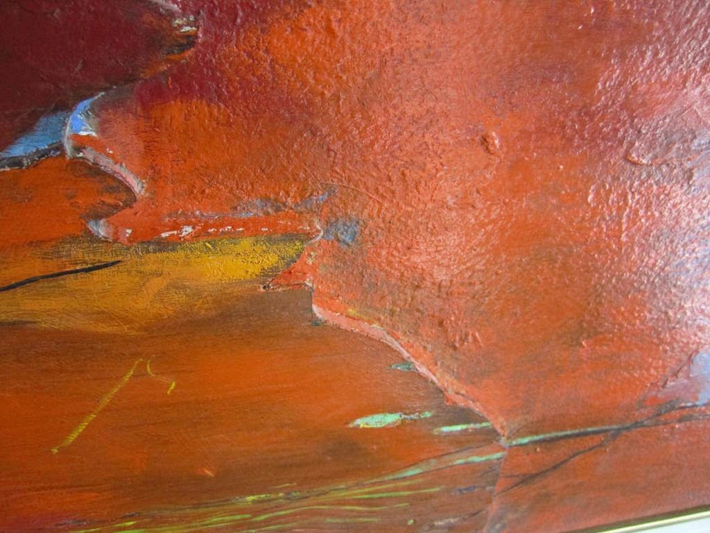 Gorgeous Abstract Constance Scharff Painting on Wood Mid-century Modern In Good Condition In Pemberton, NJ